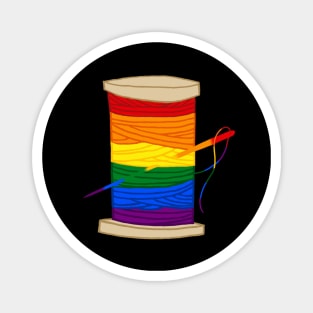 Rainbow Thread Spool LGBTQIA+ Pride Flag Japanese Ocean Wave Magnet